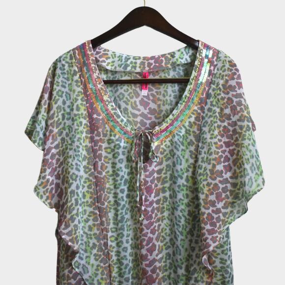 VICTORIA'S SECRET Multi Color Animal Print Coverup Size M/L - Picture 2 of 4